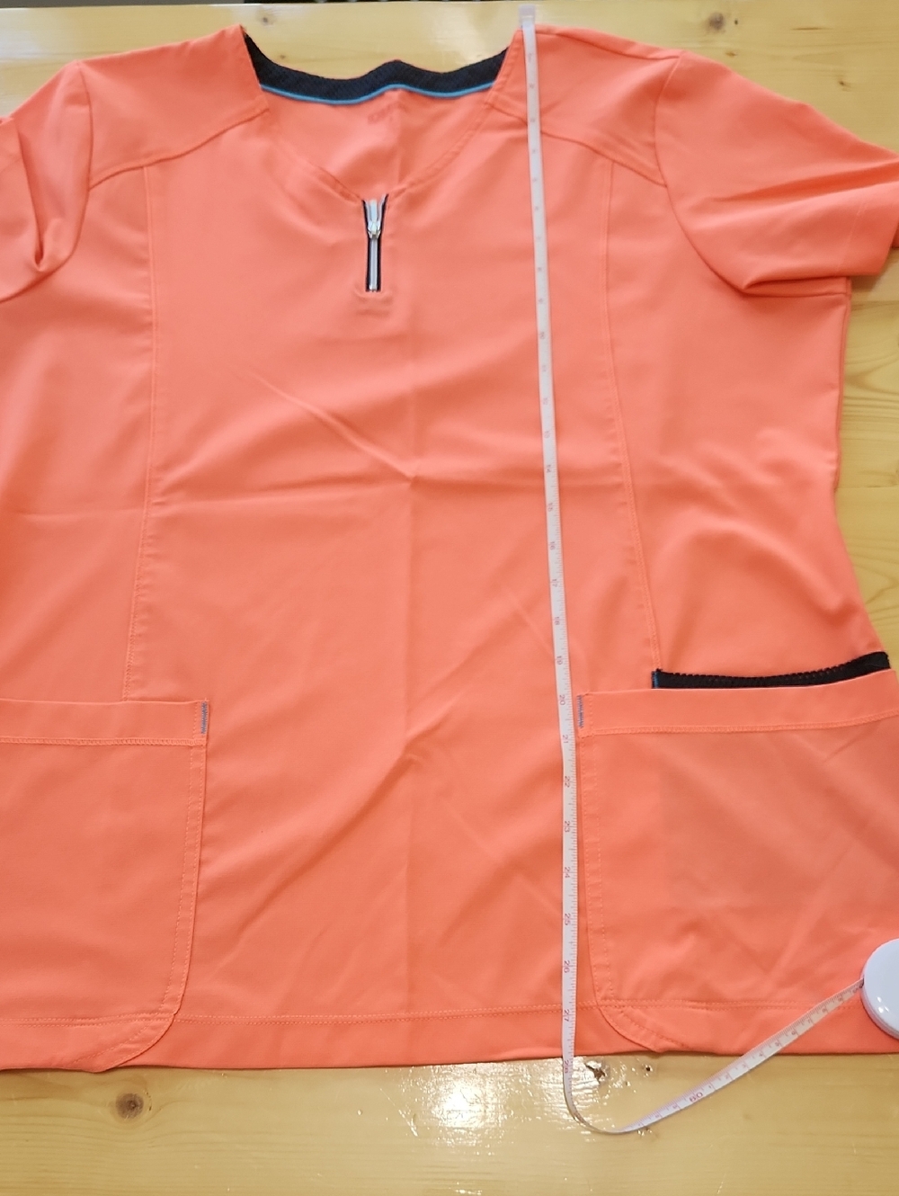 Scrubstar Women’s Zipped V-Neck Medical Scrub Top Melon Peach L - Picture 12 of 15